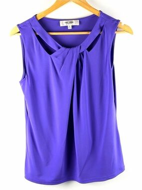 Jones Studio Purple Sleeveless Twist Neck Blouse Top Medium